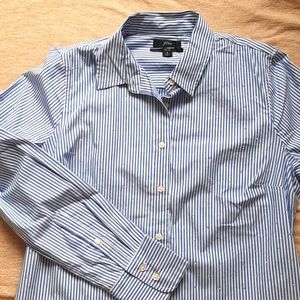 J.Crew blue stripped blouse with rhinestones